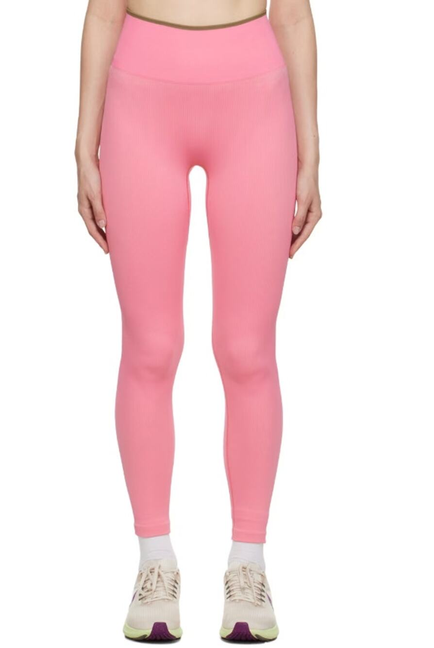 OUTDOOR VOICES Women's Seamless 7/8 Leggings Medium Pink Bubblegum Ribbed NWT